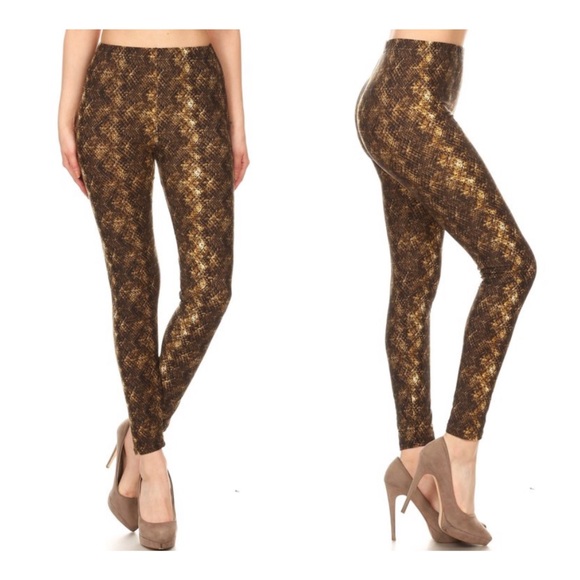 Pants - 2️⃣/$30 Bronze Snake High Waist Legging